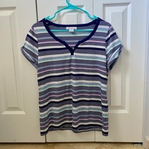 Liz Claiborne navy striped blouse
